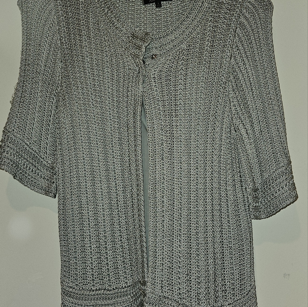 Ann Klein 2 piece Cardigan and Shell - Short Sleeve Gray, Size Small